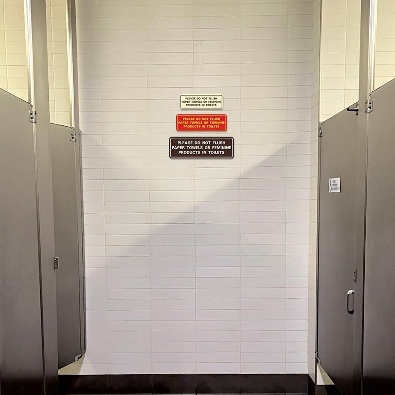 All Quality Standard Please Do Not Flush Paper Towels or Feminine Products in Toilets Door or Wall Sign | Black - Large (1 Pack) - Image 4